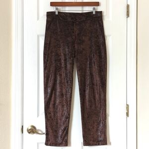 J. Harris 90's Vintage Velvet Animal Printed High Waisted Cropped Pants Brown L
